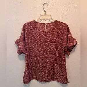 Brownish pink blouse with white dots all over. SHEIN. Size small.
